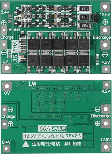 Vista 5 de 4PCS 3S 60A 12.6V 18650 Cargador PCB BMS Placa de protección de batería de litio de iones de litio Cargador de equilibrio Módulo de carga para motor