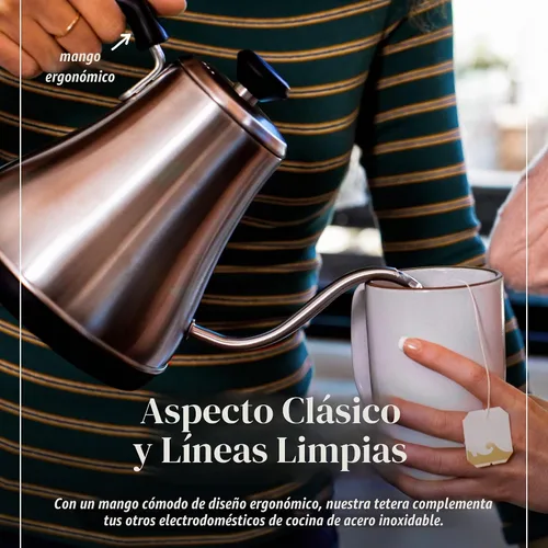 Vista 6 de Willow & Everett Hervidor de agua cuello de cisne eléctrico para verter agua sobre el café y el té – 1L – Tetera eléctrica, hervidor de agua