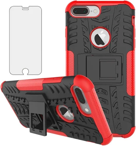 Vista 9 de Funda de teléfono para iPhone 7plus 8plus 7/8 Plus 5.5 con protector de pantalla de vidrio templado y soporte, accesorios híbridos duros