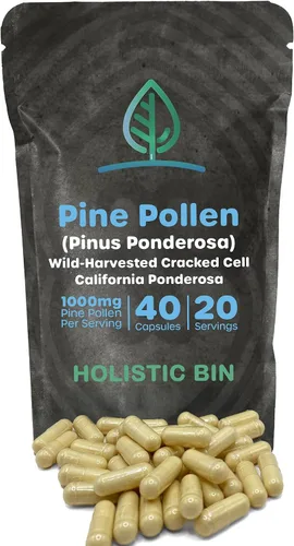 Vista 10 de Holistic Bin Polen de pino orgánico en polvo de grado farmacéutico, cosechado silvestre, polen de pino dorado de California Sin OMG, sin aditivos