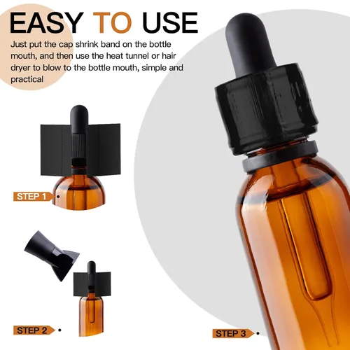 Vista 3 de Outus 500 piezas de envoltura retráctil perforada para botellas, sellos termorretráctiles para botellas (negro)