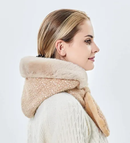 Vista 6 de Gorros de invierno para mujer, pasamontañas, bufanda, para clima frío, conjunto para mujer, gorro con capucha