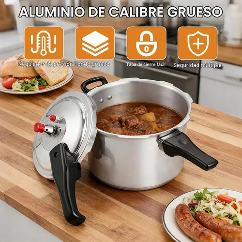 Vista 5 de DOITOOL Olla a presión de aluminio 16cm/6.3 pulgadas fondo pequeña olla a presión para estufa de gas e inducción para cocina casera, plateado