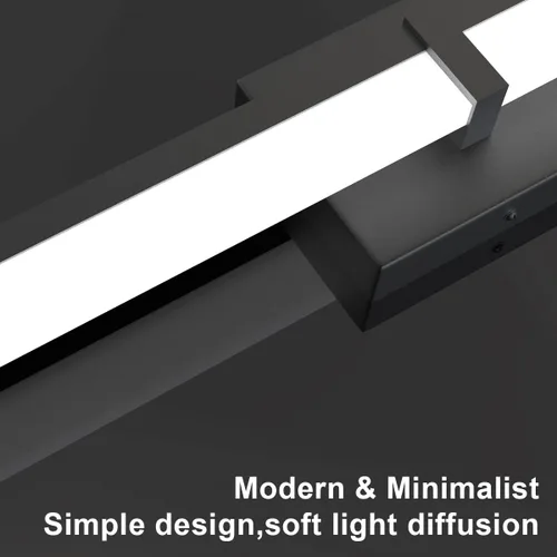 Vista 3 de Tipace Lámparas de baño negras de 24 pulgadas, luces LED modernas sobre espejo (luz blanca, 6000 K)