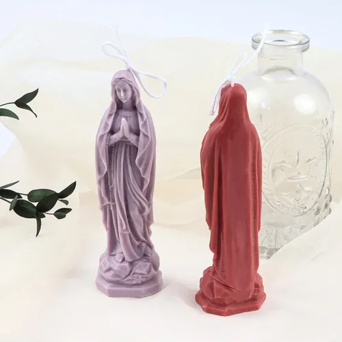 Vista 4 de Moldes de silicona 3D con forma de Virgen María, moldes de diosa para hacer velas, resina, jabón, fundición de pastel, chocolate, moldes de yeso