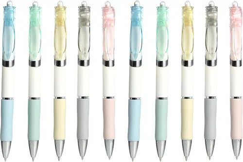Vista 9 de 8 bolígrafos retráctiles lindos y estéticos, bolígrafos de gel con tinta para escribir con punta fina suave de 0,5 mm, bolígrafos de impresión