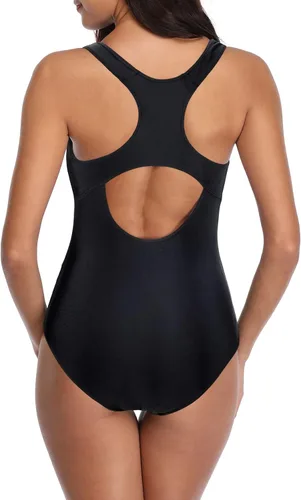 Vista 2 de Traje de baño atlético de una pieza para mujer, traje de baño con espalda cruzada