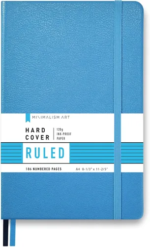 Vista 14 de Minimalism Art, Premium Hard Cover Notebook Journal, X-Large Size, Master A4 8.3" x 11.4", 186 Numbered Pages, Gusseted Pocket, Ribbon Bookmark