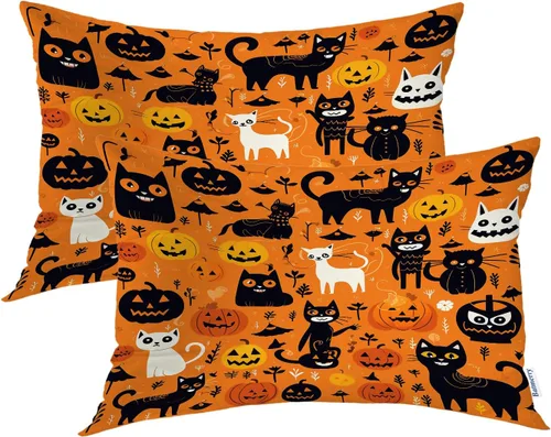 Vista 73 de Batmerry Fundas de almohada de bosque de arce otoñal, casas de sillas de madera, hojas amarillas, fundas de almohada decorativas, impresión digital