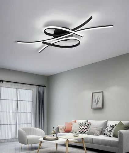 Vista 2 de Lámpara de techo LED regulable con control remoto, moderna lámpara de sala de estar, dormitorio, para cocina, estudio, oficina, diseño de interiores