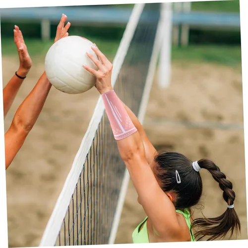 Vista 3 de 1 par de muñequeras de voleibol deportivas elásticas para mujer, manga acolchada para el codo para mujer, mangas de compresión cómodas