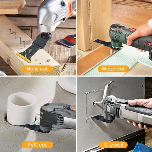 Vista 5 de HIDOTOL 16 hojas de sierra oscilantes de titanio, cuchillas universales multiherramienta para cortar material duro, clavos de metal, madera