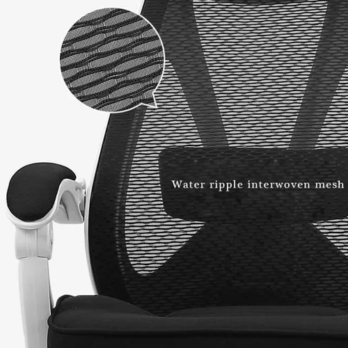 Vista 8 de Silla ergonómica de malla ejecutiva de respaldo alto, con soporte lumbar ajustable, reposacabezas y reposabrazos