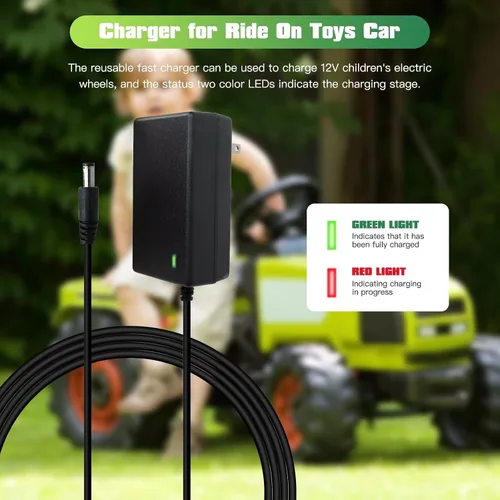 Vista 3 de Cargador Ba-ttery de 12 V apto para montar a caballo, apto para Best Choice Products Ki-ds camión, apto para auto parachoques Ki-dzone, apto