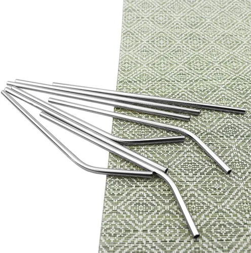 Vista 2 de Pajitas de metal de colores para leche y té, reutilizables, de acero inoxidable 304 con cepillo y bolsa de limpieza