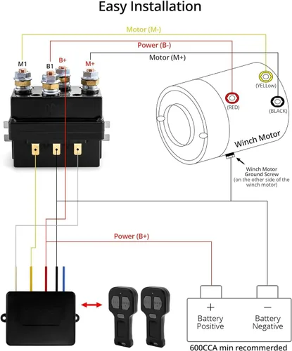 Vista 6 de QWORK Relé solenoide, Contactor de relé solenoide de 12V 250A para reemplazo de relé de cabrestante para control de ATV UT de 3000-5000LB