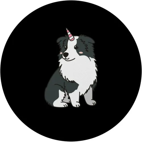 Vista 3 de Unicorn Border Collie PopSockets PopGrip intercambiable