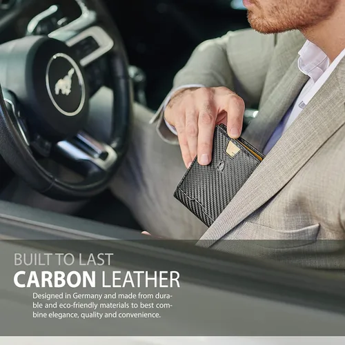 Vista 4 de Cartera con clip para dinero con compartimento para monedas bloque RFID de Nueva York minimalista mini billetera delgada plegable para hombres
