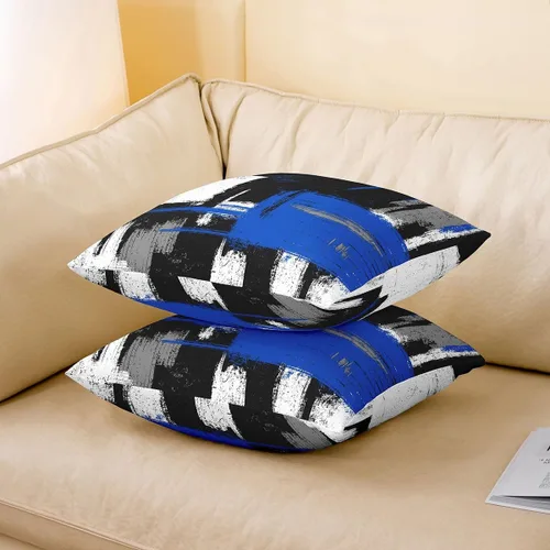 Vista 209 de Juego de 2 fundas de almohada abstractas de 16 x 16 pulgadas para niños, niñas, adolescentes, decoración de dormitorio, moderna a rayas, decoración