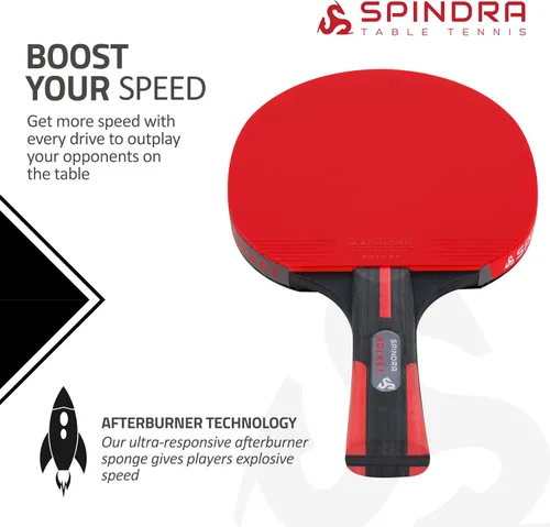 Vista 2 de Rocket Performance Level Pala de Ping Pong, Paleta de Tenis de Mesa Intermedio/Avanzado con Goma Ofensiva de 2MM, Esponja Afterburner de 2MM, Funda