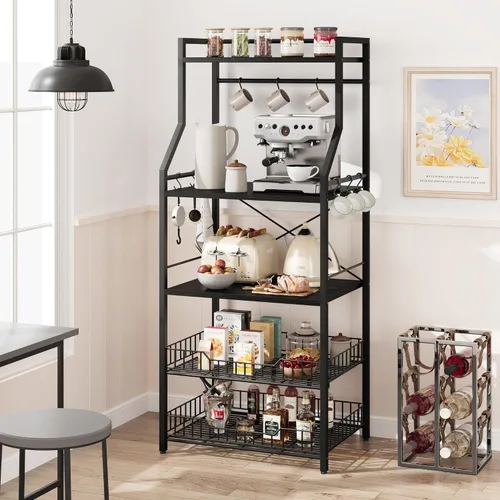 Vista 3 de IDEALHOUSE Estante para hornear de cocina, soporte para horno de microondas Negro (Rustic Black)