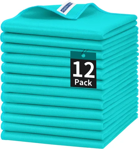 Vista 8 de Paño de limpieza de microfibra – Paquete de 6 paños de limpieza de lentes, trapos de limpieza de ventanas de 16 x 14 pulgadas, paños de pulido sin