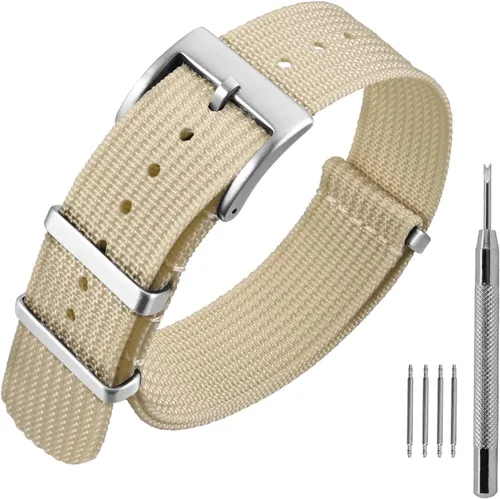 Vista 27 de ANNEFIT - Correa de reloj de nailon de 16mm 18mm 20mm 22mm, correas de reloj militares impermeables de una pieza con hebilla resistente