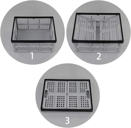 Vista 3 de Caja plegable de plástico plegable de 34 L, cajón de almacenamiento apilable, 3 paquetes