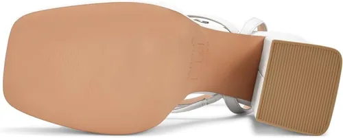 Vista 4 de ISNOM Tacones gruesos de plataforma para mujer, sandalias de tacón de bloque con punta cuadrada abierta y correa de tobillo
