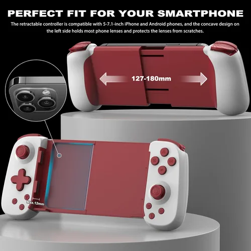Vista 5 de arVin Mobile Gaming Controller for AndroidiPhoneiPadTabletPCSwitchPS3PS4, Wireless Gamepad with Hall Effect JoystickTurbo6-axis GyroVibrationPlay
