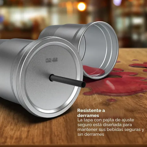 Vista 7 de Gevoli Vasos de aluminio reciclables de 16 onzas con tapas (paquete de 15)