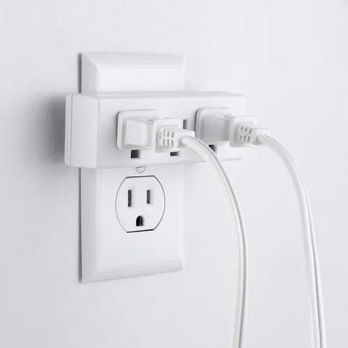Vista 5 de Philips Extensor de 3 tomas, paquete de 2, grifo de pared con conexión a tierra, adaptador de 3 clavijas, enchufe múltiple, divisor de potencia
