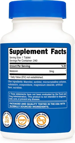 Vista 5 de Nutricost Melatonina 5 mg, 240 tabletas de disolución rápida (sabor a bayas mixtas), sin OMG, sin gluten