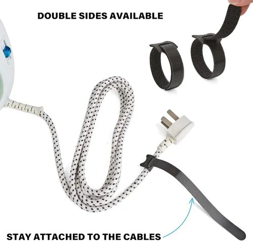 Vista 7 de 90 bridas reutilizables con gancho y bucle, correas de cables ajustables multiusos de 8 pulgadas para organizar el hogar, la oficina y los centros