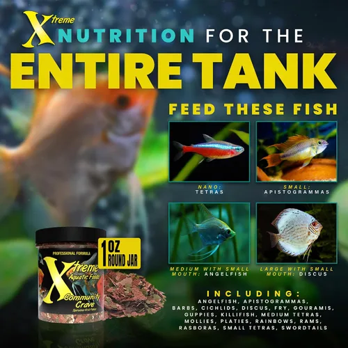 Vista 4 de Xtreme Community Crave Flake - Mezcla de krill y espirulina para colores vibrantes, apoyo inmunológico y salud digestiva, nutrición de peces
