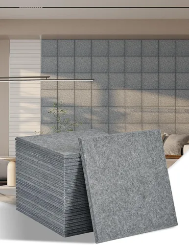 Vista 8 de AKUMAX Paquete de 12 paneles acústicos de pared, paneles de pared adhesivos para paredes, paneles de fieltro PET de 12 pies cuadrados que absorben