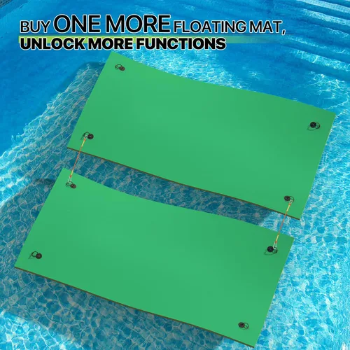 Vista 5 de Magshion Flotador gigante de piscina de 12 x 6 pies, flotador de isla para lago, tapete de agua familiar de espuma XPE con cordón elástico