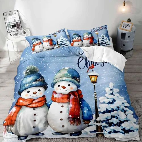 Vista 26 de LUVIVIHOME 2 piezas de funda de edredón de Navidad, juego de ropa de cama individual, ropa de cama rústica de cabaña, colcha de Navidad y Día