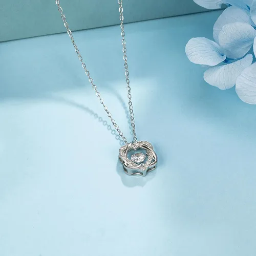 Vista 6 de Collar de plata de ley con 2 corazones entrelazados, regalo de madrina femenina para ahijada, bautismo, primera confirmación, Pascua, graduación