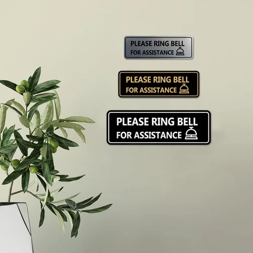 Vista 3 de Standard Please Ring Bell for Assistance (Bell) Sign (azul) - Pequeño