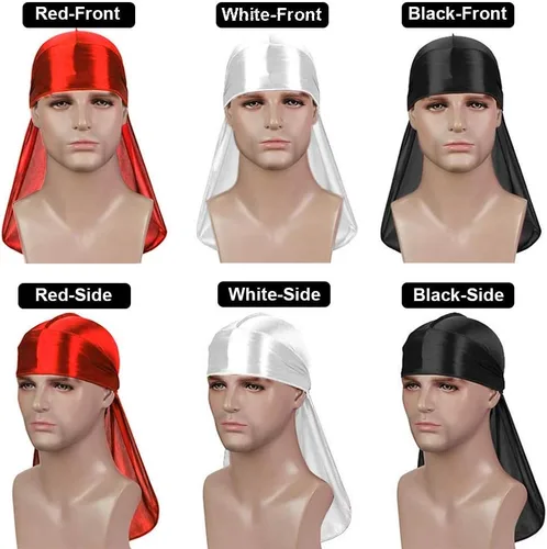 Vista 33 de Premium Durag Pack for Men, Silky Doo Rag for 360 540 720 Waves
