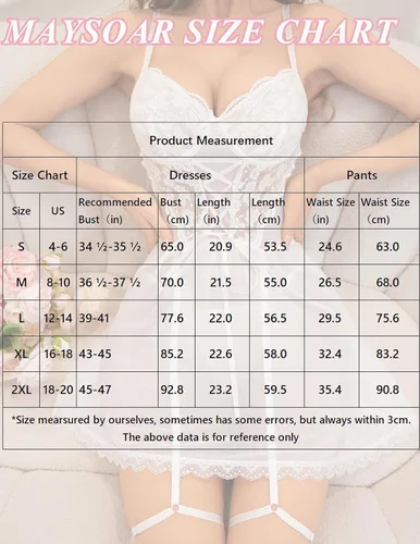 Vista 6 de Maysoar Lingerie for Women Lace Babydoll Lingerie with Garter Belt Teddy Chemise with Skirt