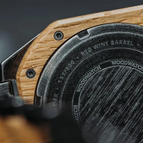 Vista 6 de Relojes de madera de barril de vino de roble francés para hombre, Francés