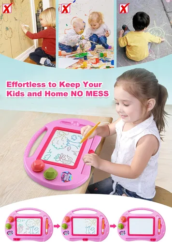 Vista 6 de Juguetes para niñas de 1 a 2 años, tablero de dibujo magnético, juguetes para niñas de 2 a 3 años, tablero de garabatos borrable para niños, juguete