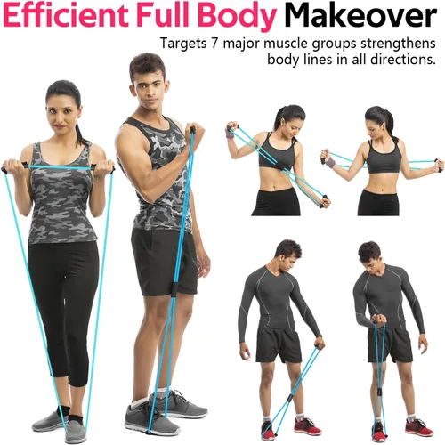 Vista 5 de RENRANRING Bandas de Resistencia de Fitness en Forma de 8 con Asas - Juego de 3 Bandas de Tubo de Ejercicio para Estiramiento de Brazos y Hombros