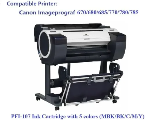 Vista 6 de Vivid Colors Nuevo cartucho de tinta negro mate compatible PFI-107 para uso en Canon PFI107 IPF 670 IPF680 IPF685 IPF770 IPF780 IPF785 Plotter 107