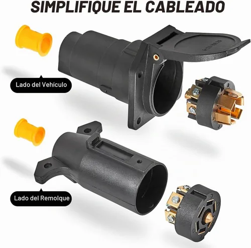 Vista 3 de MECMO RV 7 pines macho y hembra Conector de remolque, lado del vehículo y extremo de remolque, 7 vías estilo hoja de repuesto, enchufe
