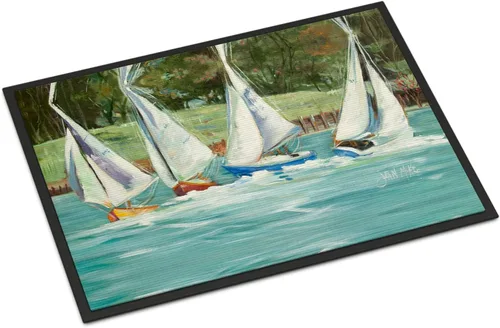 Vista 122 de Caroline's Treasures JMK1017JMAT - Tapete de caza de rana garza azul, 24 x 36 pulgadas, tapete para puerta delantera, interior y exterior