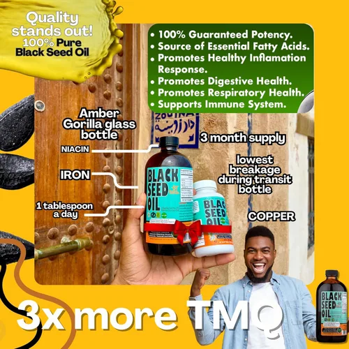 Vista 5 de Aceite prensado en frío de comino negro Sweet Sunnah, 16 onzas botella de vidrio