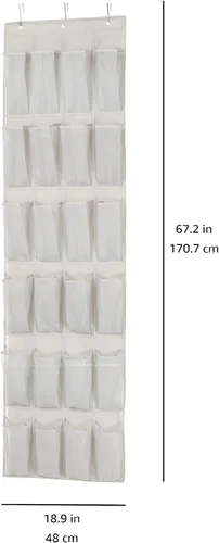 Vista 8 de Amazon Basics - Organizador de zapatos de tamaño mediano para colgar sobre la puerta de 24 bolsillos Sobre la puerta